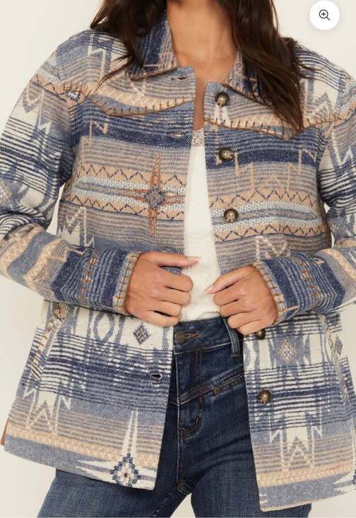 Idyllwind women’s medium woven aztec jacket / shacket boho - Picture 4 of 12